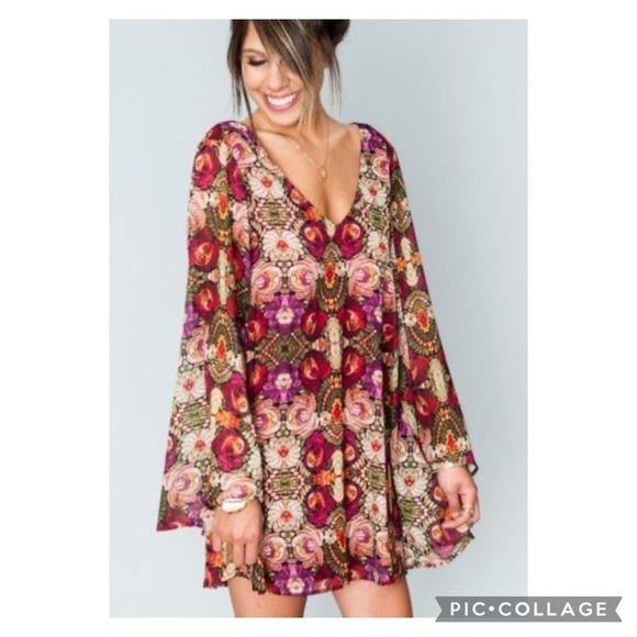 Show Me Your MuMu Gabby Low Back Swingy Floral Chiffon Mini Dress Size Medium - Picture 3 of 13